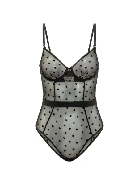 Body Fiorucci plasă cu motiv cu inimi negru