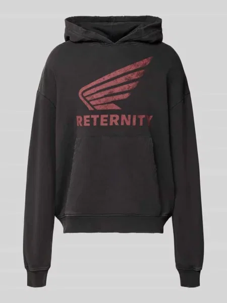 Bluza z kapturem w efekcie znoszenia z nadrukiem z logo Reternity
