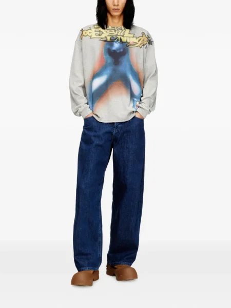 Tricou Diesel cu imagine lung gri