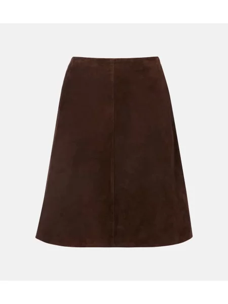 Fustă Toteme din piele de căprioară maro