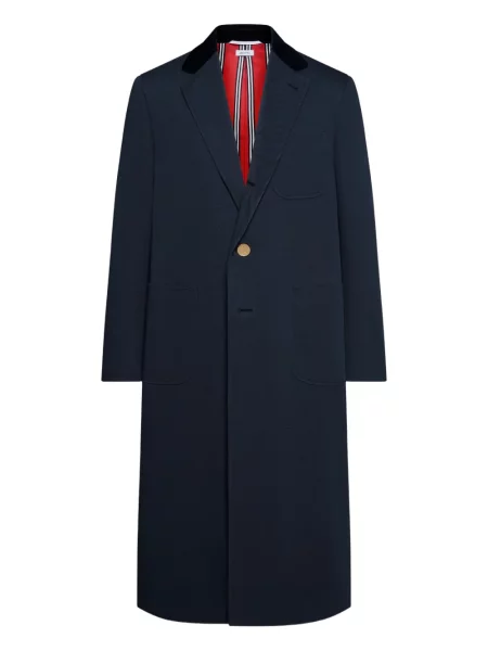 Palton Thom Browne de catifea albastru
