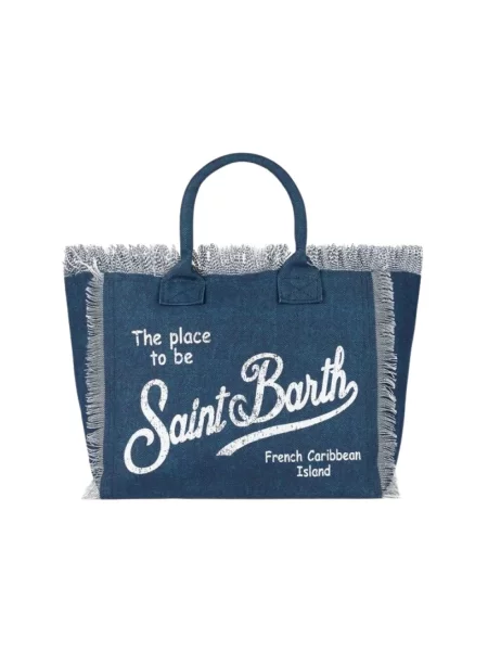 Torebka Mc2 Saint Barth z frędzli niebieska