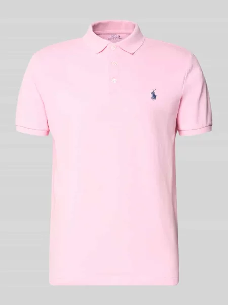 Costum krój slim fit koszulka polo z mieszanka bawełny Polo Ralph Lauren różowa