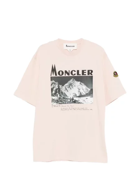 Koszulka Moncler z nadrukiem z dżerseju różowa
