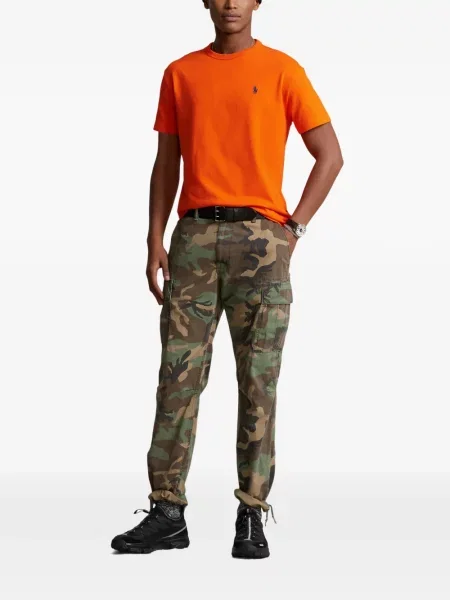 Tricou polo Polo Ralph Lauren cu autograf cu 5 buzunare în carouri gri
