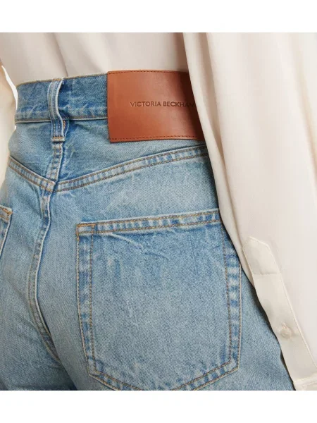 Cropp blugi Victoria Beckham cu talie înaltă albastru
