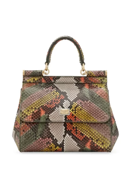 Torebka skórzana Dolce And Gabbana skórzana zielona