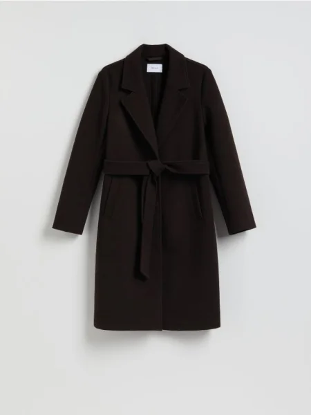 Reserved Palton cu cordon în talie maro-închis maro