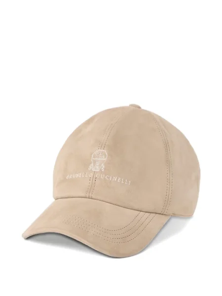 Șapcă Brunello Cucinelli cu broderie din piele de căprioară