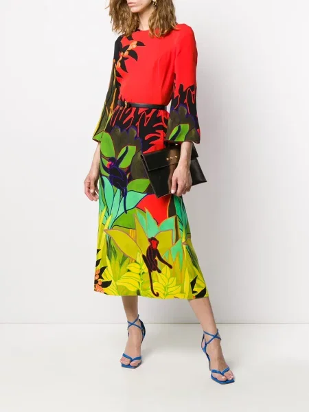 Rochie midi Valentino Garavani cu imagine până la genunchi de costum roșu