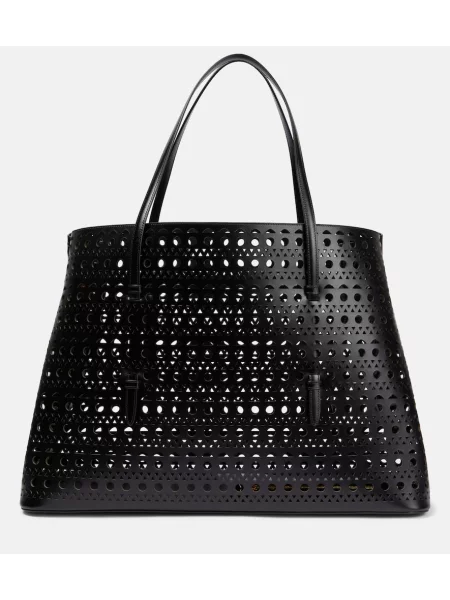 Kožna kožna torba Alaã¯a crna