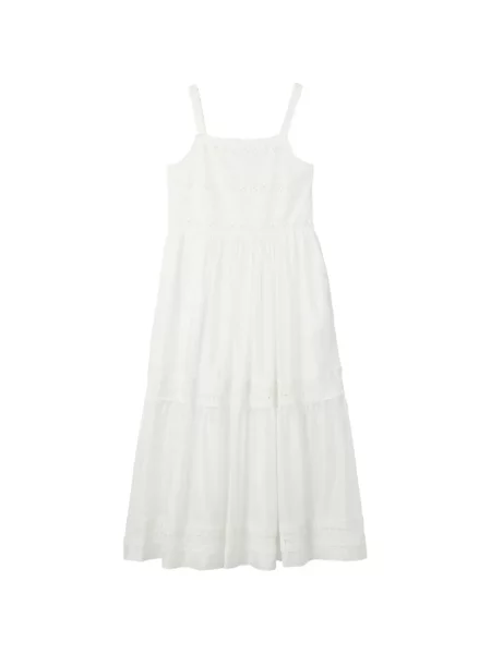 Rochie midi B+ab cu broderie fără mâneci alb