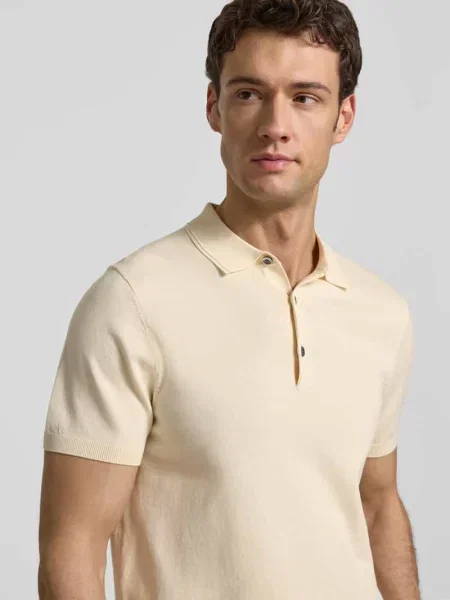 Koszulka polo o kroju slim fit z mieszanki lyocellu z dodatkiem jedwabiu Profuomo biała