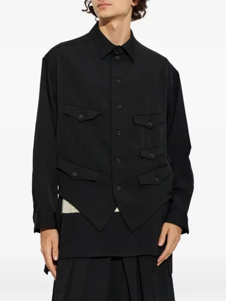 Вълнена асиметрична риза Yohji Yamamoto черно
