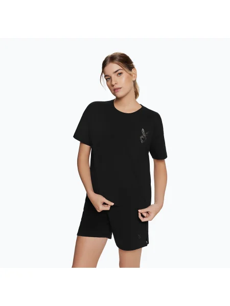 Tricou de antrenament pentru femei Cardio Bunny Bright negru