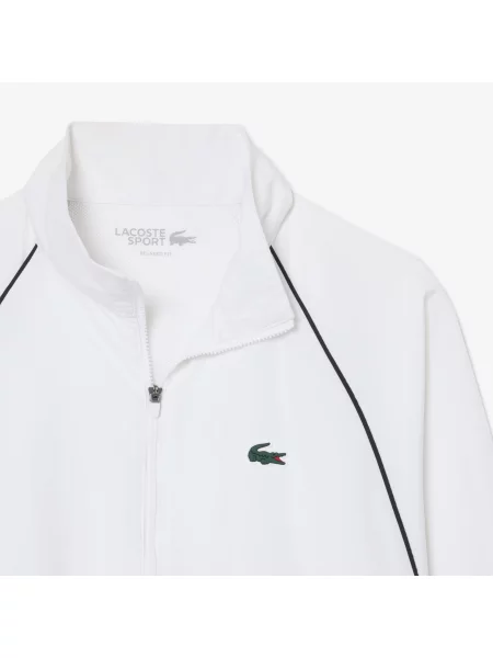 Lacoste Sportowa Kurtka Wodoodporna Z Kontrastowym Wykończeniem Czarna biała