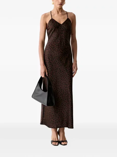 Rochie maxi Morgan cu imagine cu model leopard cu spatele deschis maro