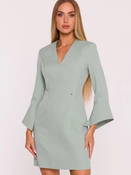 Rochie mini Made Of Emotion cu decolteu în V verde