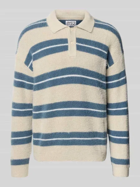 Sweter z dzianiny z kołnierzykiem polo i listwą guzikową Jake*s Studio Men