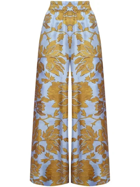 Pantaloni La Doublej de mătase cu model floral cu imagine galben