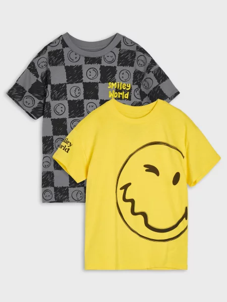 Sinsay trička s potiskem 2 ks SmileyWorld® vícebarevná