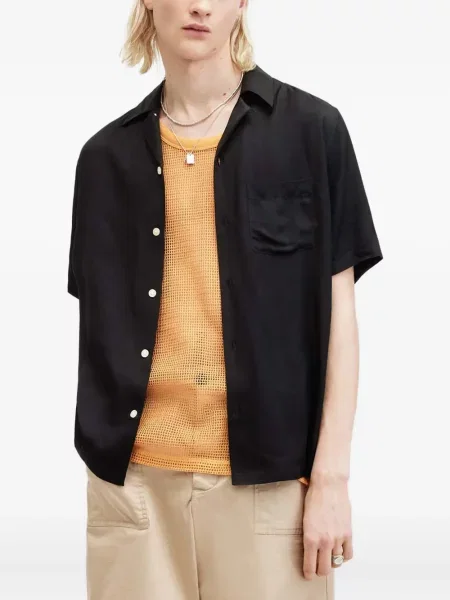 Cămașă Allsaints cu broderie negru