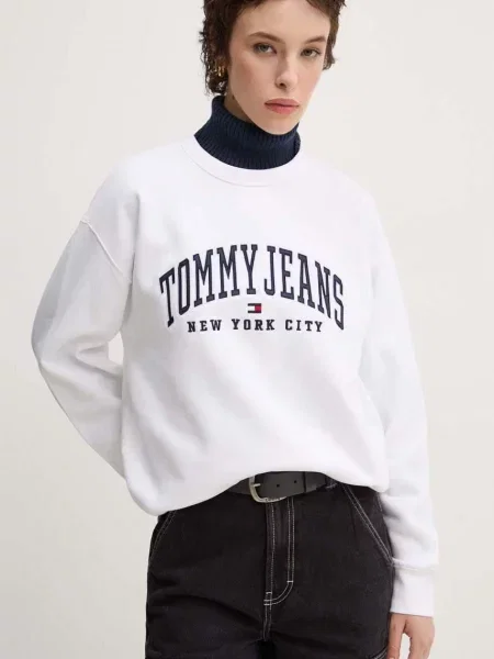 Tommy Jeans Bluză Varsity Bleumarin alb