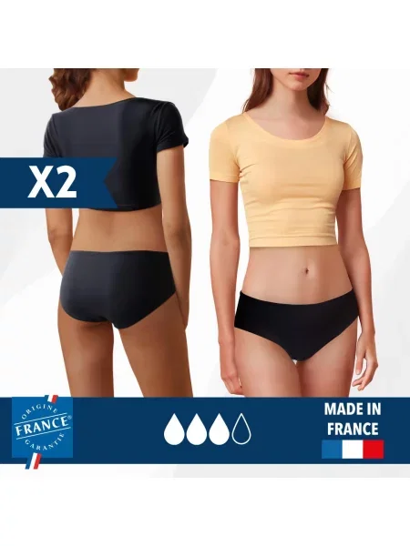 2x Dół menstruacyjnego stroju kąpielowego dla nastolatek duża chłonność czarny