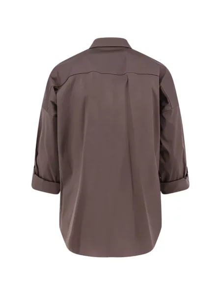 Cămașă Brunello Cucinelli din poplin maro