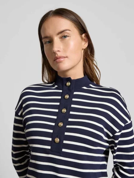Koszulka polo w poziome z ozdobnym guzikiem Christian Berg Woman