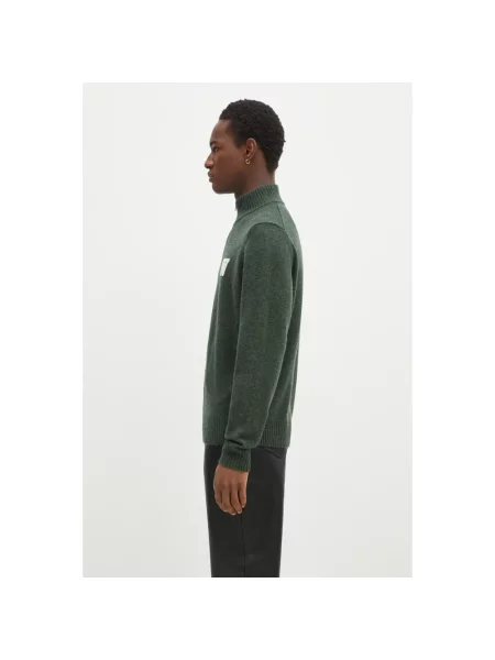 Wood Wood sweter wełniany Blu AA CS Halfzip lekki zielony