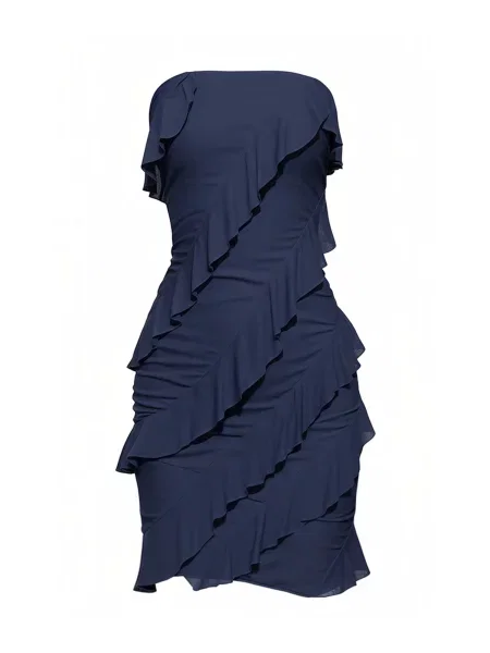 Imily Koktejl obleka mornarska bela