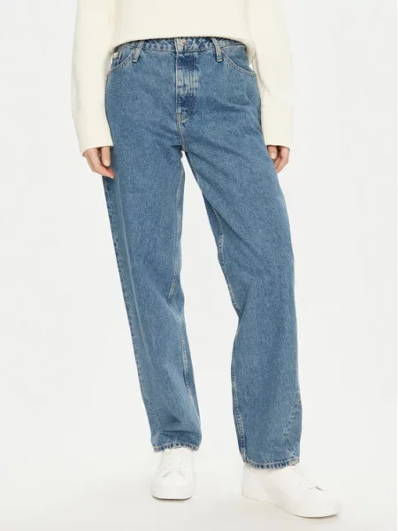 Jeansy o luźnym kroju z 5 Calvin Klein Jeans niebieskie