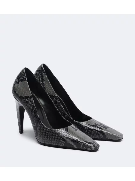 Pantofi cu toc Jude din piele cu model piele de șarpe gri