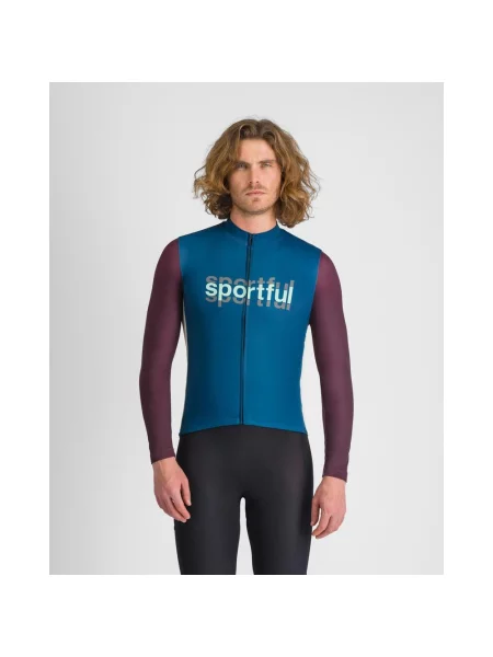 Koszulka rowerowa Sportful Supergiara Logo Thermal niebiesko-fioletowa M niebieska