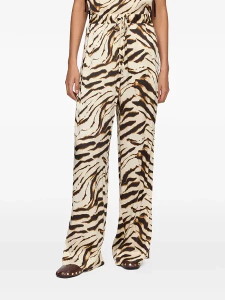 Pantaloni Ganni din satin cu imagine cu model zebră