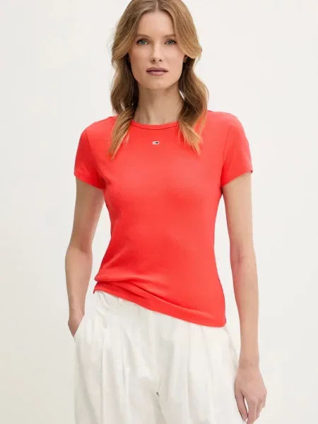 Тениска Tommy Jeans оранжево