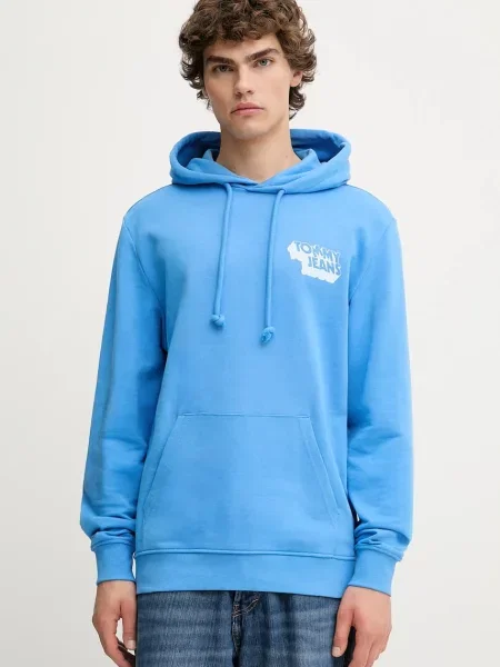 Tommy Jeans Bombažen pulover modra