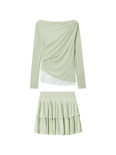 Мини мини пола B+ab с волани зелено