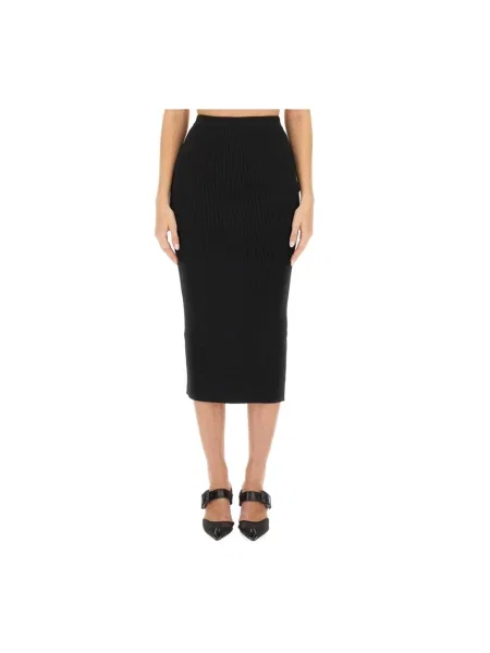 Spódnica midi Alexander Mcqueen wełniana czarna