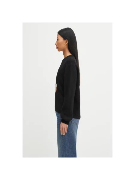 Maison Kitsuné sweter z domieszką wełny Dressed Fox Intarsia Wool czarny