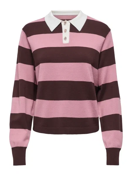 JDY Pulover JDYNAIMA čokolada / eozin bela