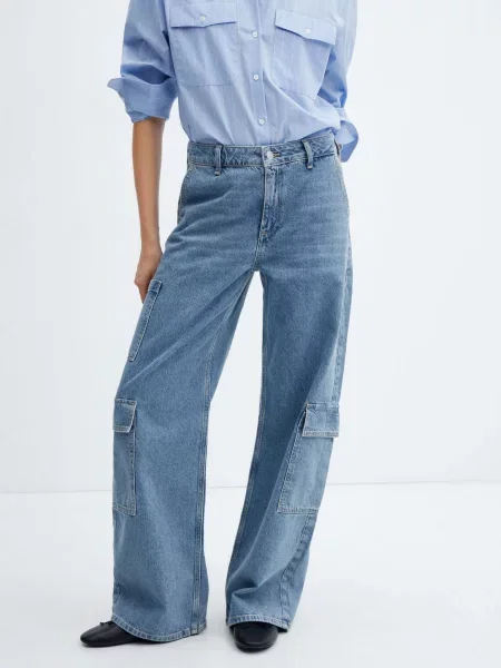 MANGO Широкі джинси блакитний
