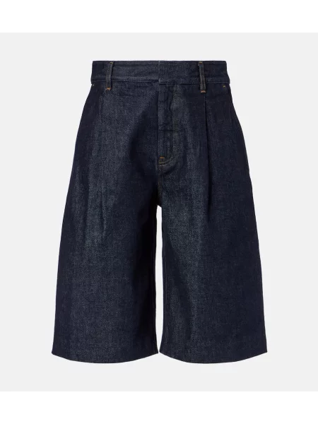 Szorty jeansowe Frame z niską talią niebieskie