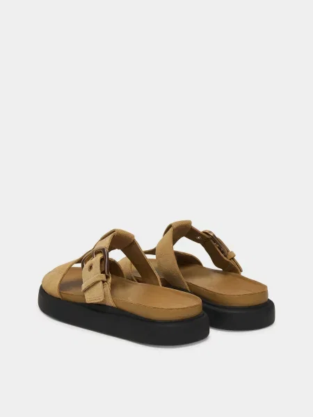 Замшеві Шльопанці Clarks коричневий