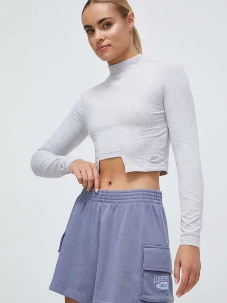 Reebok Classic pantaloni scurti femei violet cu imprimeu high waist albastru
