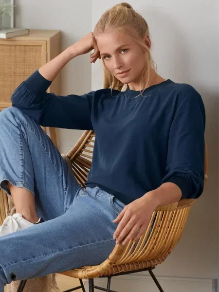 Tchibo Блуза з довгим рукавом синій