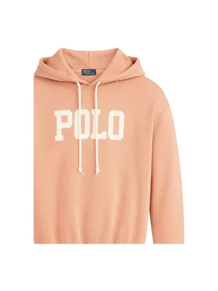 Bluza z kapturem Polo Ralph Lauren z kapturem z logo pomarańczowa