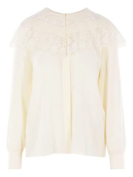 Top Chloé de mătase alb