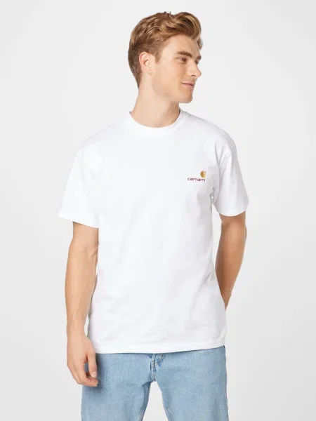 Carhartt WIP Tričko American zlatá / tmavočervená biela